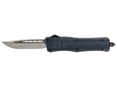 CobraTec Knives MNYCTK1MDNS CTK-1 Medium 3" OTF Drop Point Plain D2 Steel Blade/NYPD Blue Aluminum Handle Features Glass Breaker Includes Pocket Clip