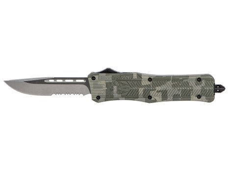 CobraTec Knives MADCCTK1MDS CTK-1 Medium 3" OTF Part Serrated D2 Steel Blade Army DigiCamo Aluminum Handle Features Glass Breaker Includes Pocket Clip