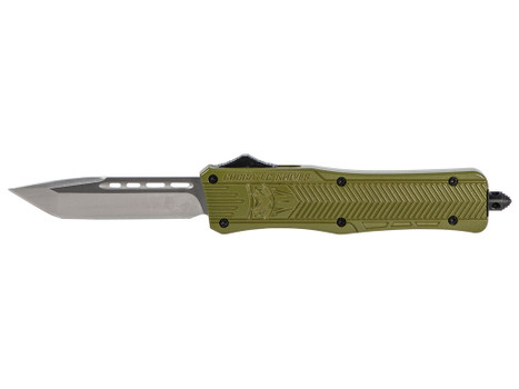 CobraTec Knives MODCTK1MTNS CTK-1 Medium 3" OTF Tanto Plain D2 Steel Blade/OD Green Aluminum Handle Features Glass Breaker Includes Pocket Clip