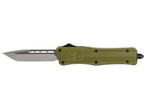 CobraTec Knives MODCTK1MTNS CTK-1 Medium 3" OTF Tanto Plain D2 Steel Blade/OD Green Aluminum Handle Features Glass Breaker Includes Pocket Clip