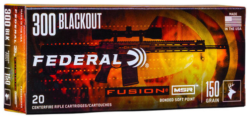 Federal Fusion Hyper Velocity Centerfire Ammunition, 300 Blackout, Bonded Soft Point, 150 Grain - 20 Cartridge Box ( 20 / 1 )