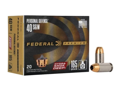 Federal P40HSD1 Premium Personal Defense 40S&W 165gr Hydra-Shok Deep Hollow Point 20 Per Box/10 Case