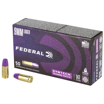 Federal Syntech Subsonic Centerfire Ammunition, 9mm Luger, Total Syntech Jacket Flat Nose, 147 Grain - 50 Cartridge Box ( 50 / 1 )