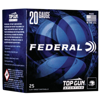 Federal Top Gun 20 Gauge Shotshell Ammunition, 2 3/4 Inch, 1250 FPS, 2/3 Ounce, #8 Shot - 25 Cartridge Box ( 25 / 1 )