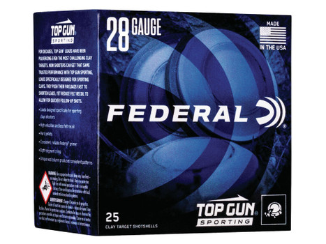 Federal TGS28219 Top Gun 28Gauge 2.75" 3/4oz 9Shot 25 Per Box/10 Case