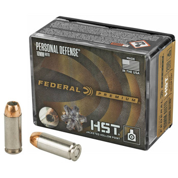 Federal Premium Personal Defense Standard Velocity Centerfire Ammunition, 10mm Auto, HST Jacketed Hollow Point, 200 Grain - 20 Cartridge Box ( 20 / 1 )