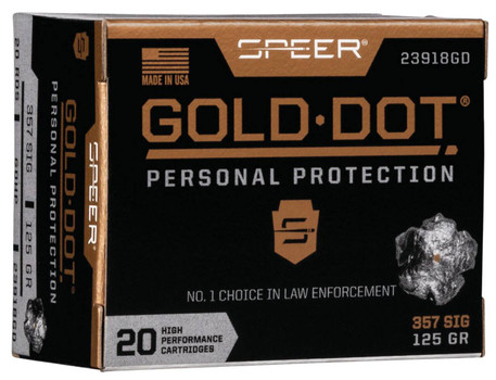 Speer Gold Dot High Velocity Centerfire Ammunition, 357 SIG, Hollow Point, 125 Grain - 20 Cartridge Box ( 20 / 1 )