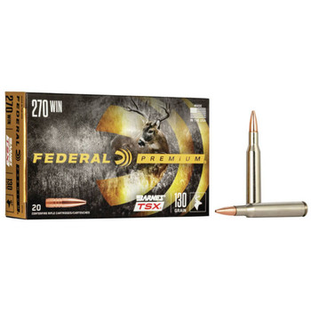 Federal Barnes TSX Hyper Velocity Centerfire Ammunition, 270 Winchester, Barnes TSX, 130 Grain - 20 Cartridge Box ( 20 / 1 )