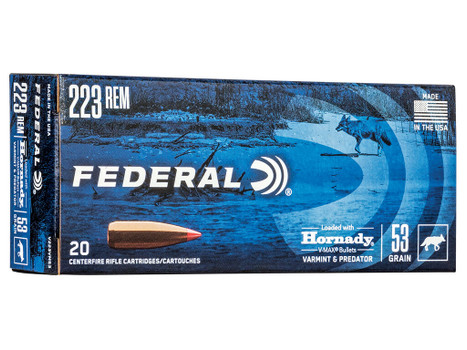 Federal V223VM53 Varmint & Predator 223Rem 53gr Hornady V-Max 20 Per Box/10 Case