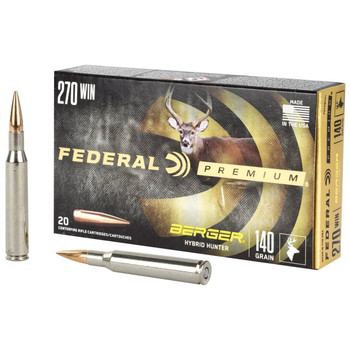 Federal Berger Hyper Velocity Centerfire Ammunition, 270 Winchester, Berger Hybrid Hunter, 140 Grain - 20 Cartridge Box ( 20 / 1 )