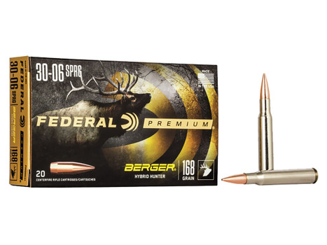 Federal P3006BCH1 Premium 30-06Springfield 168gr Berger Hybrid Hunter 20 Per Box/10 Case