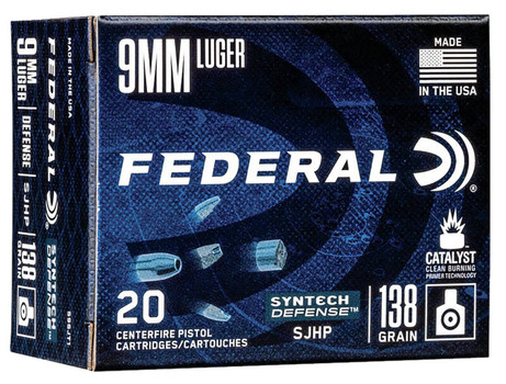 Federal Syntech Subsonic Centerfire Ammunition, 9mm Luger, Segmented Jacketed Hollow Point, 138 Grain - 20 Cartridge Box ( 20 / 1 )