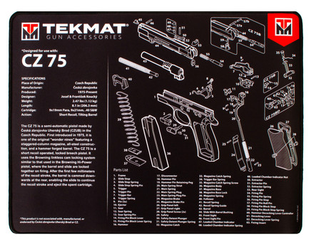 TekMat TEKR20CZ75 CZ 75 Ultra 20 Cleaning Mat CZ75 Parts Diagram 15 x 20 UPC: 612409971272