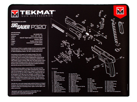 TekMat TEKR20SIGP320 Sig Sauer P320 Ultra 20 Cleaning Mat Black/White Rubber 15"x20" Sig P320 Parts Diagram