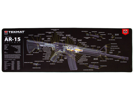 TekMat TEKR44AR15CA AR-15 Cleaning Mat Black/White Rubber 15"x44" AR-15 3D Cutaway Illustration