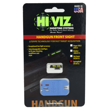 HiViz SF2015 Springfield 1911 LiteWave Front Sight  Black  Green Interchangeable Fiber Optic UPC: 613485588828