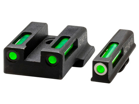 HiViz EZN321 LiteWave H3 Sight Set for S&W EZ380 Green Tritium White Outline Front Sight-Green Fiber Optic Rear Sight