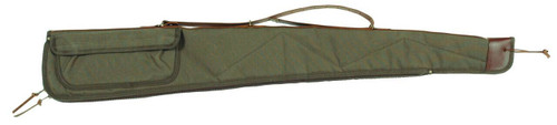 Bob Allen 14533 Canvas Shotgun Case made of Canvas with Green Finish Leather Strap  Sling Quilted Flannel Lining with Batting  SelfRepairing Nylon Zipper 44 L UPC: 617867117118
