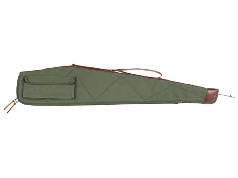 Bob Allen 14538 Canvas Rifle Case 48" Green Canvas w/ Quilted Flannel Lining Leather Sling & Self-Repairing Nylon Zipper