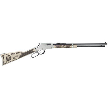 Henry H004AE Golden Boy Silver American Eagle 22 Short Caliber with 16 LR21 Short Capacity 20 Octagon Barrel NickelPlated Metal Finish  Ivory American Walnut Stock Right Hand UPC: 619835016249