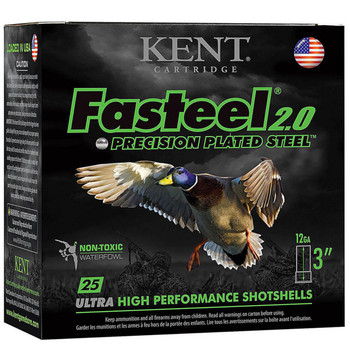 Kent Cartridge Fasteel 2.0 12 Gauge Shotshell Ammunition, 3 Inch, 1500 FPS, 1 1/4 Ounce, BB Shot - 25 Cartridge Box ( 25 / 1 )