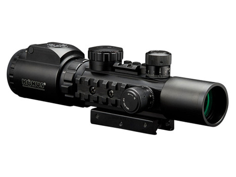 Konus 7170 KonusPro AS-34 Matte Black 2-6x28mm 34mm Tube Dual Illuminated Green/Red Engraved Mil-Dot Reticle Features Bubble Level