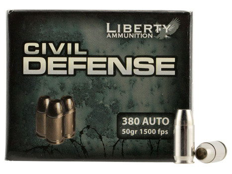 Liberty Ammunition LACD380023 Civil Defense 380ACP 50gr Lead Free Fragmenting Hollow Point 20 Per Box/50 Case