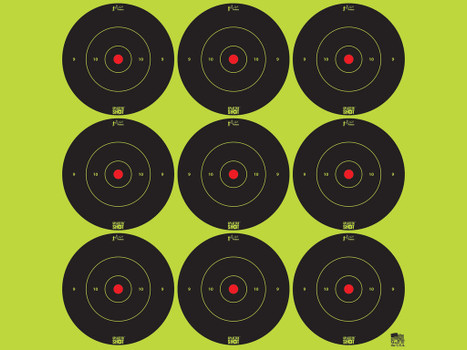 Pro-Shot 2BGREEN108 SplatterShot Self-Adhesive Paper Black/Green 2" Bullseye 12Pack/108Targets