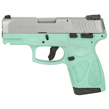 Taurus 1G2S939C G2S  9mm Luger 71 3.26 Barrel Cyan Polymer Frame wPicatinny Accessory Rail Serrated Matte Stainless Steel Slide Polymer Grip Includes 2 Mags UPC: 725327617433