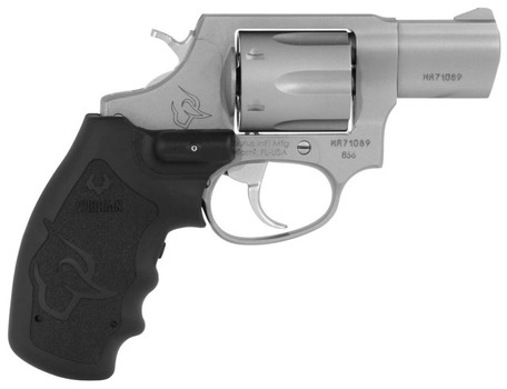 Taurus 2856029VL 856  38 Special P Caliber with 2 Barrel 6rd Capacity Cylinder Overall Matte Finish Stainless Steel  Finger Grooved Black Rubber Grip Includes Viridian Laser UPC: 725327932048
