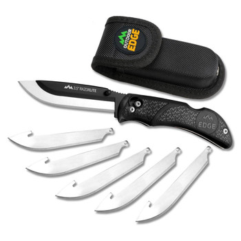 Outdoor Edge RL10C RazorLite  3.50 Folding Plain Black Oxide 420J2 SS Blade TPR Black Handle UPC: 743404201337
