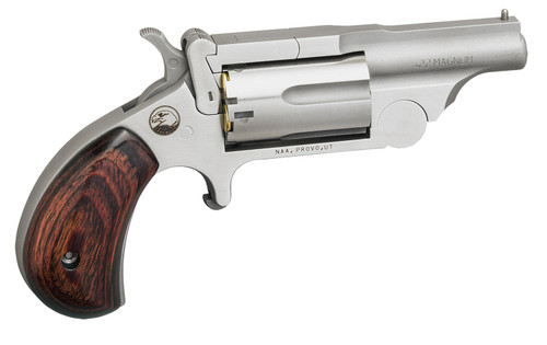 North American Arms 22MR Ranger II  22 WMR Caliber with 1.63 Barrel 5rd Capacity Cylinder Overall Stainless Steel Finish  Rosewood Birdshead Grip UPC: 744253003264