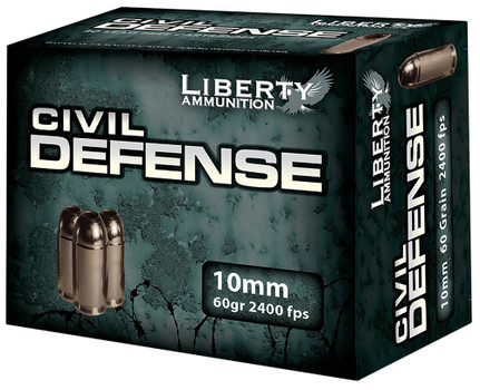 Liberty Ammunition LACD10032 Civil Defense  10mm Auto 60 gr Lead Free Fragmenting Hollow Point 20 Per Box 50 UPC: 748252054982