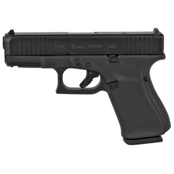 Glock PA195S203MOS G19 Gen5 Compact MOS 9mm Luger 4.02 151 Overall Black Finish with nDLC Steel with Front Serrations  MOS Cuts Slide Rough Texture Interchangeable Backstraps Grip  Fixed Sights UPC: 764503030826
