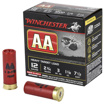 Winchester AA Heavy Target 12 Gauge Shotshell Ammunition, 2 3/4 Inch, 1200 FPS, 1 1/8 Ounce, #7 1/2 Shot - 25 Cartridge Box ( 25 / 1 )