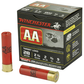 Winchester AA Target 28 Gauge Shotshell Ammunition, 2 3/4 Inch, 1200 FPS, 2/3 Ounce, #9 Shot - 25 Cartridge Box ( 25 / 1 )