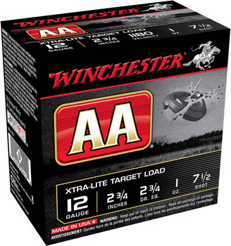 Winchester AA Xtra-Lite Target 12 Gauge Shotshell Ammunition, 2 3/4 Inch, 1180 FPS, 1 Ounce, #7 1/2 Shot - 25 Cartridge Box ( 25 / 1 )