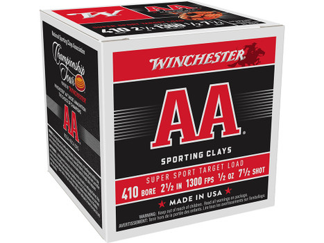 Winchester Ammo AASC417 AA Super Sport Sporting Clay 410Gauge 2.50" 1/2oz 7.5Shot 25 Per Box/10 Case