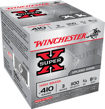 Winchester Super-X 410 Bore Shotshell Ammunition, 3 Inch, 1100 FPS, 2/3 Ounce, #8 1/2 Shot - 25 Cartridge Box ( 25 / 1 )