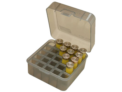 MTM Case-Gard S25D41 Shotshell Box Flip-Top Multi Gauge Shotgun Clear Smoke Polypropylene 25rd