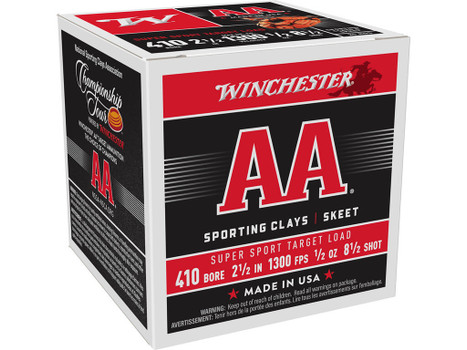 Winchester Ammo AASC4185 AA Super Sport Sporting Clay 410Gauge 2.50" 1/2oz 8.5Shot 25 Per Box/10 Case
