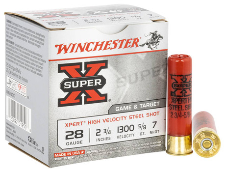 Winchester Super-X 28 Gauge Shotshell Ammunition, 2 3/4 Inch, 1300 FPS, 2/3 Ounce, #7 Shot - 25 Cartridge Box ( 25 / 1 )