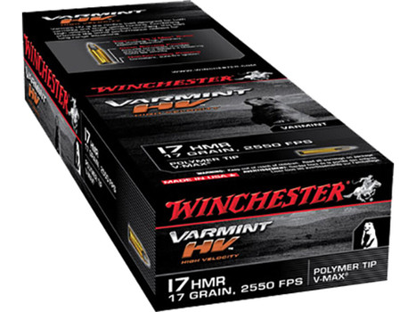 Winchester Ammo S17HMR1 Varmint HV 17HMR 17gr Hornady V Max 50 Per Box/20 Case