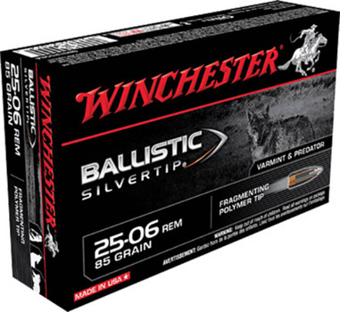 Winchester Ballistic Silvertip Hyper Velocity Centerfire Ammunition, 25-06 Remington, Fragmenting Polymer Tip, 85 Grain - 20 Cartridge Box ( 20 / 1 )