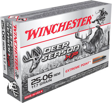 Winchester Deer Season XP Hyper Velocity Centerfire Ammunition, 25-06 Remington, Extreme Point, 117 Grain - 20 Cartridge Box ( 20 / 1 )