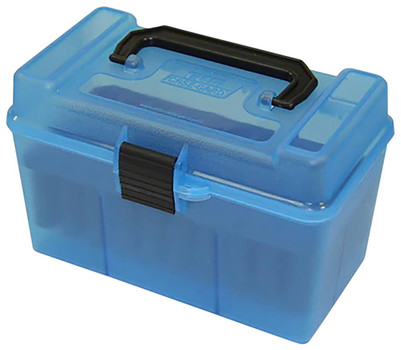 MTM CaseGard H50RL24 Deluxe Ammo Box  for 2506 Rem.3006 Springfield Clear Blue Polypropylene 50rd UPC: 026057202242