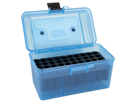 MTM Case-Gard H50RM24 Deluxe Ammo Box Rifle Clear Blue Polypropylene 50rd