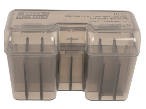 MTM Case-Gard RF22LM41 Ammo Box Flip-Top Multi Caliber Rifle Clear Smoke Polypropylene 22rd