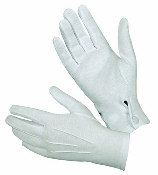White Cotton Parade Gloves w/ Snap Back UPC: 050472005119