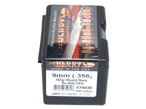 Berry's 74030 Superior Pistol 9mm/356 147gr Round Nose 250/Box